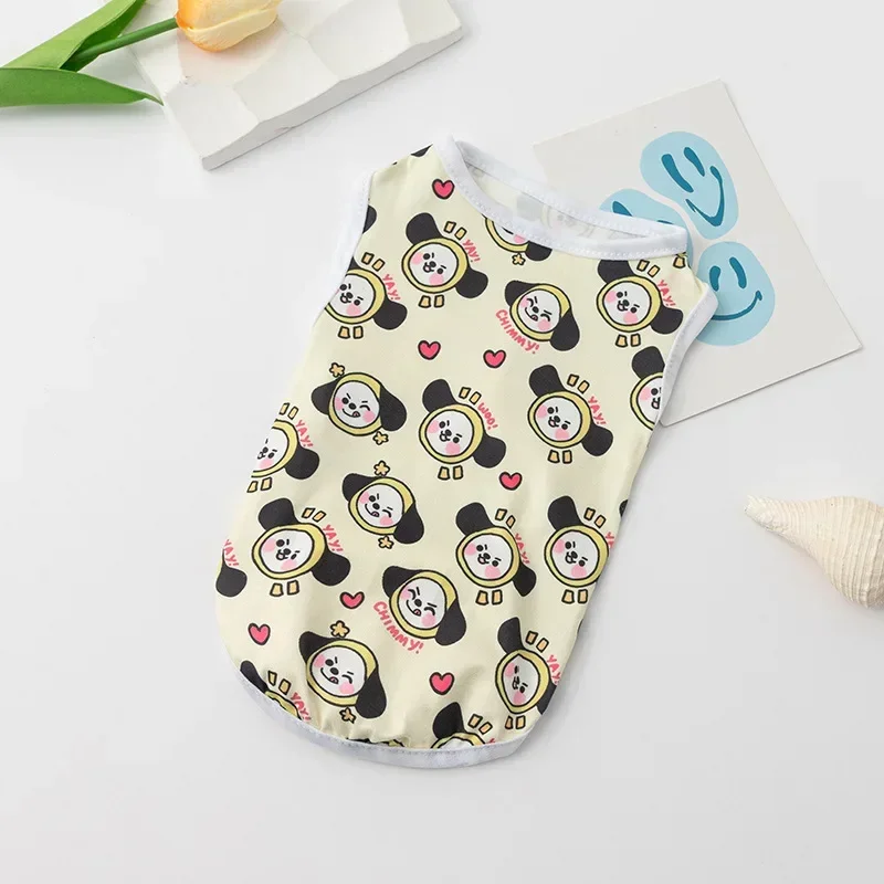 New Pet Dog Cut Cartoon Print Vest Breathable Pet Dog T-shirt Puppy Shirt French Bulldog Chihuahua Small Medium Dog Clothes