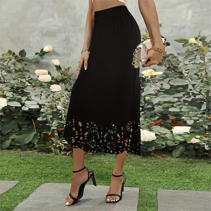 Women Pencil Skirt Bodycon Skirt Office Female Slim Knee Length High Waist Stretch Sexy Pencil Skirts Jupe Femme Hollow Out 250224