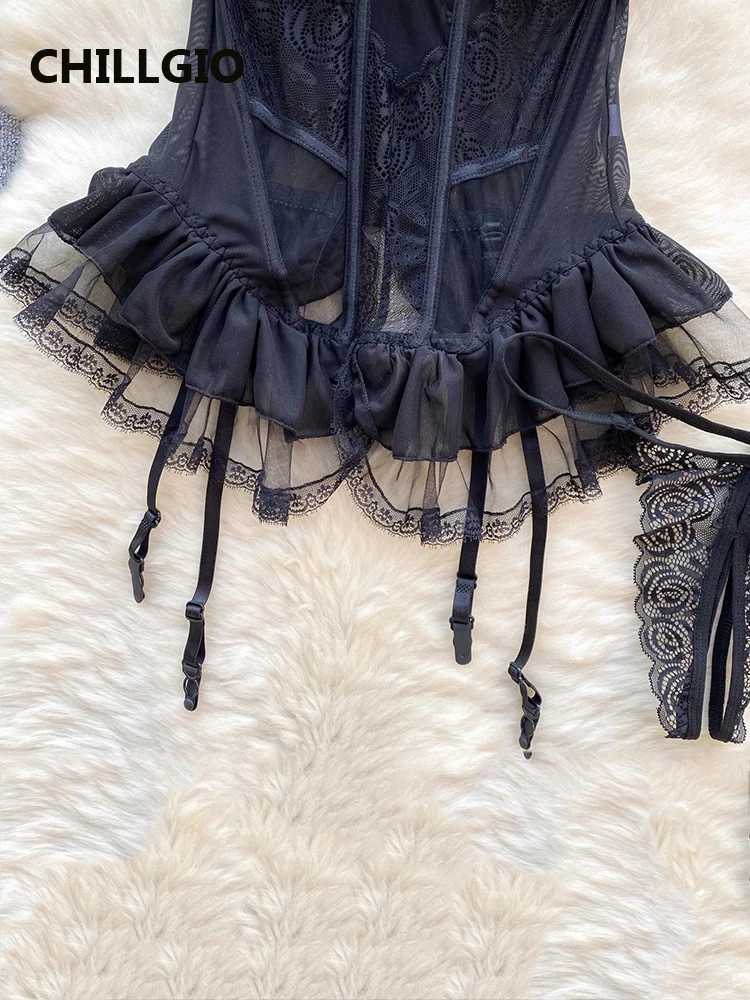 CHILLGIO Women Lace Push Up Bra Briefs Suits Two Pieces Bras Underpants Set Sexy Tight Fashion Sexy Bodycon Mesh Lingerie OutfitXJ250301