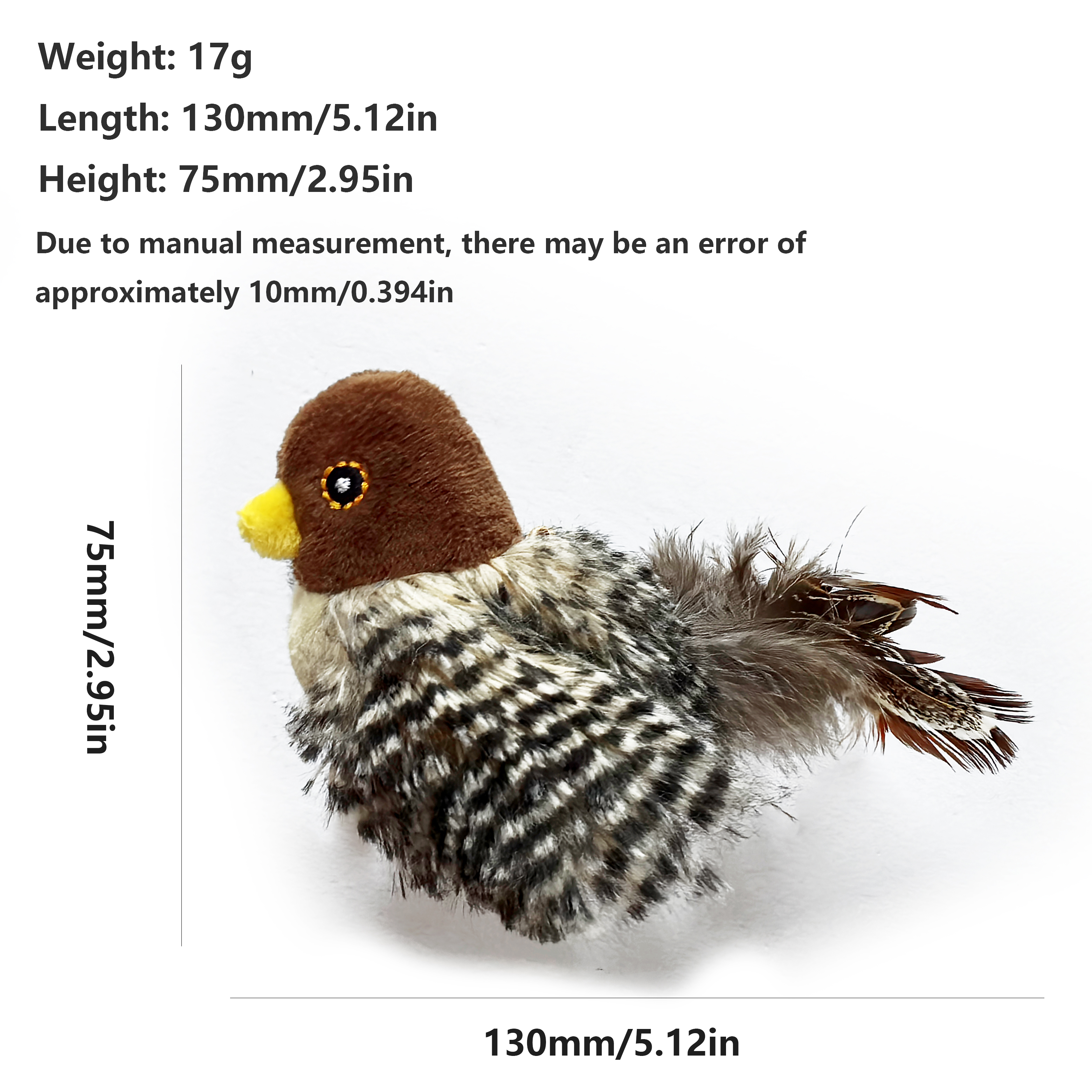 Interactive Cat Toys Electric Squeaky Simulation Bird Plush Cats Pets Teasing Toys with Feather Catnip Kitten Chirping Bird Doll