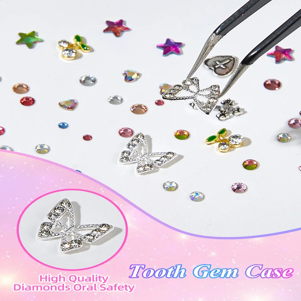 1 Set Fashion Professional Tooth Gems Kit Tooth Stones Jewelry Teeth Decoration Various Shapes Teeth Diamonds Diy Dental Toys 250228
