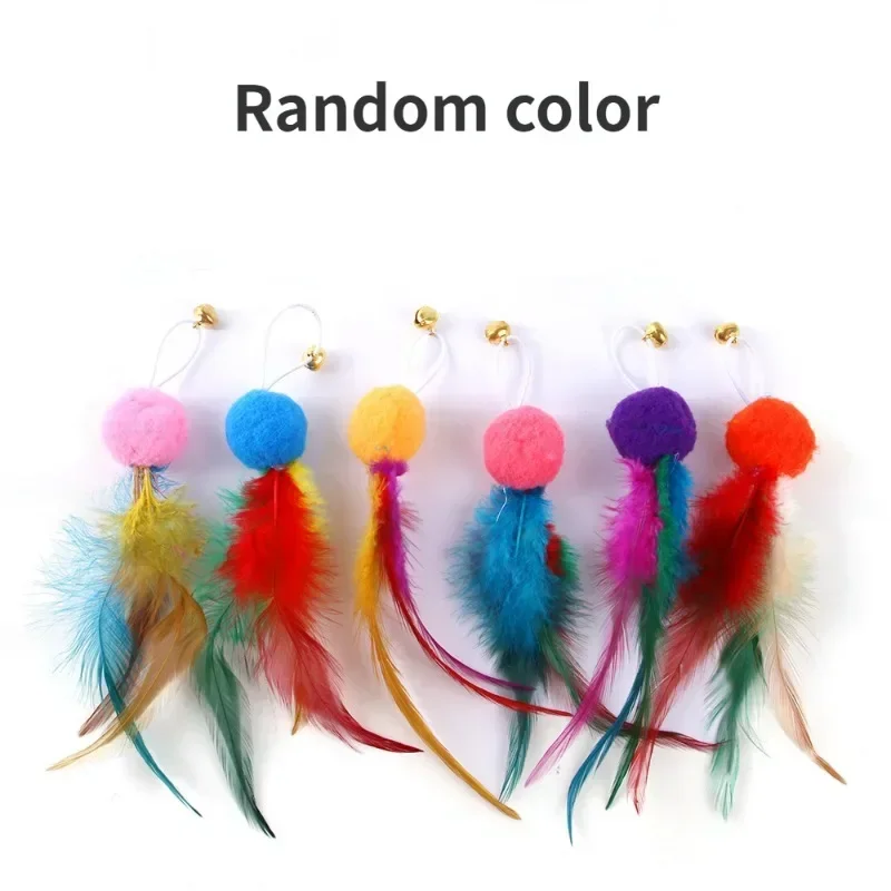 4Pcs Interactive Cat Feather Toys With Bell Colorful Cat Wand Replacement Part Toy Fun Entertainment Cat Toys Random Color