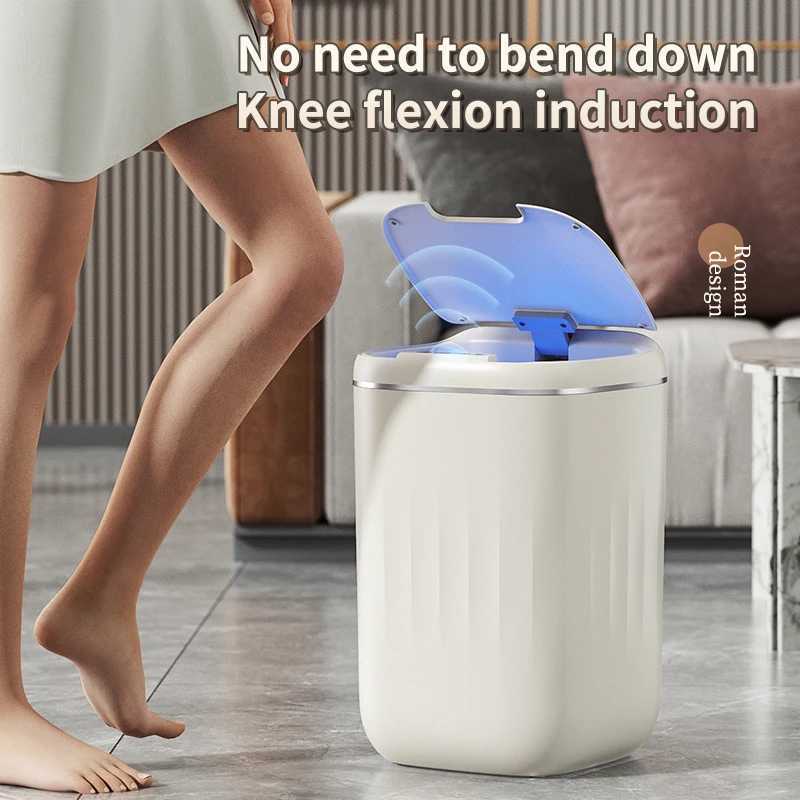 24L Smart Trash Can with UV Light Autatic Sensor Trash Can Smart Garbage for Kitchen Bathroom Toilet Wastebasket with Lid Y250301