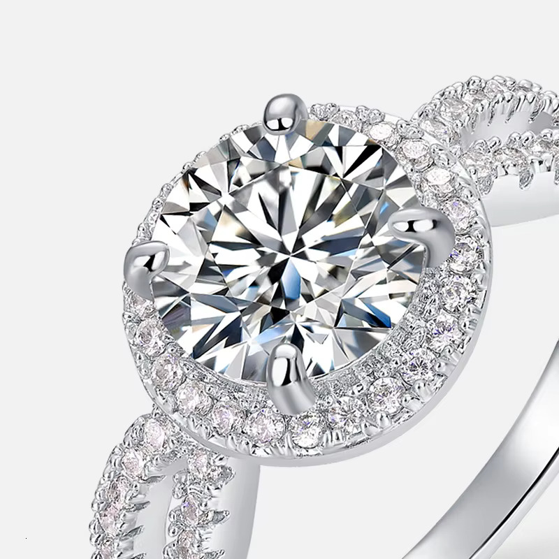 Light Luxury Moissanite Engagement Ring Pure Silver White Gold Plated Rings For Women Wedding Gift