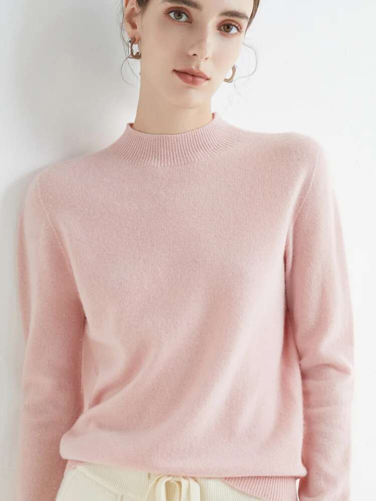 2025 Autumn Winter Solid Mock-neck Pullover Sweater For Women Casual Knitwear Female Clothing Basic Soft Tops