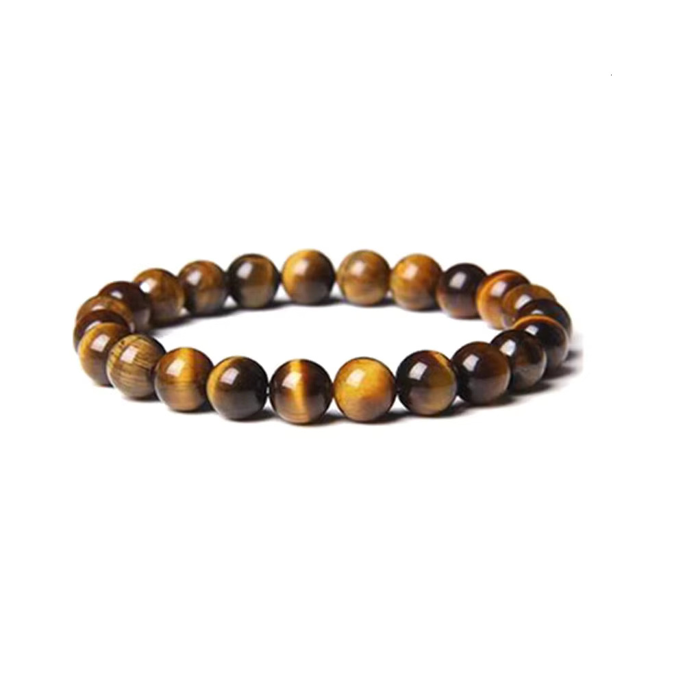 Unisex Classic Natural Stone Beaded Agate Tiger Eye Turquoise Stretch Yoga Bracelet for Men and Women Gift