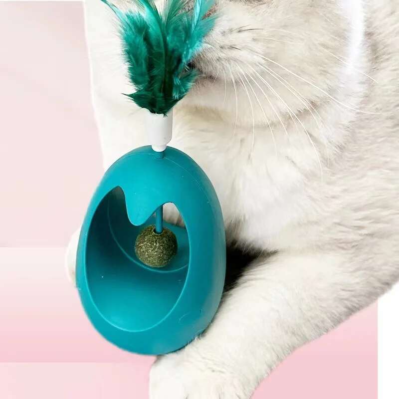 Update Mint Ball Tumbler Training For Kitten Pet Supplies Feather Teases Toy Cat Toys Interactive