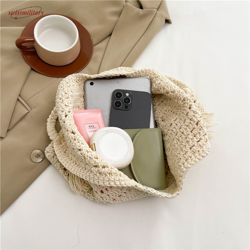 New 2025 Knitted for Summer Beach Vacation Versatile Women's Large Capacity Shoulder Bag #swissmilitary