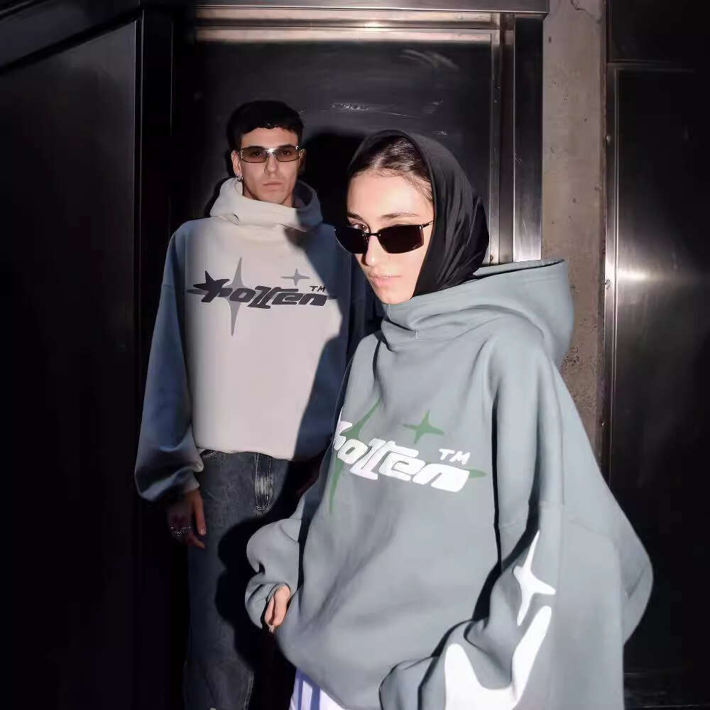 American street men's and women's loose hoodie Y2K star letter print casual trendy design high neck top gift for man