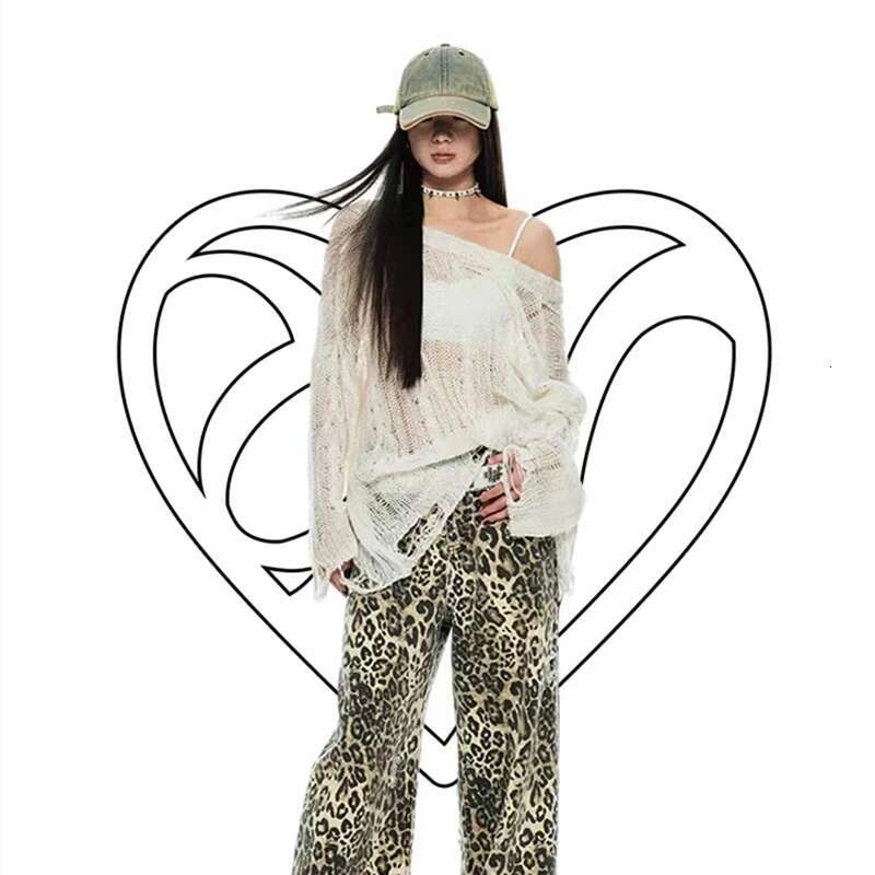 Hole Hollow Out Y2K T-shirts Batwing Sleeve Knitted Shirt For Women Loose Streetwear Tops Spring Autumn 2024