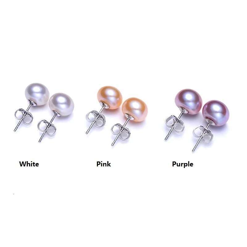 Natural Freshwater Pearl Stud Earrings Real Sterg Sier Earring For Women Jewelry Fashion Gift