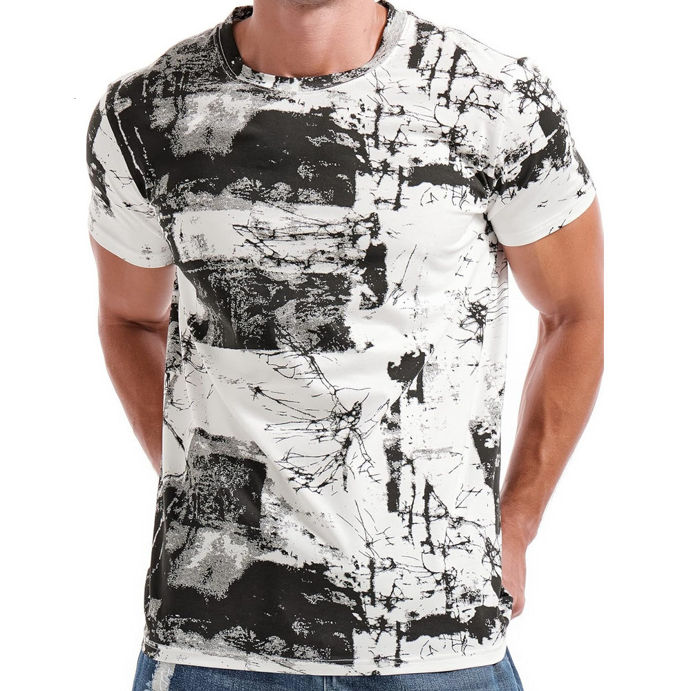 Mens T shirt Mens Hipster Hiphop Tees - Fashion Print T-Shirts tee Casual tops summer clothes Black and white