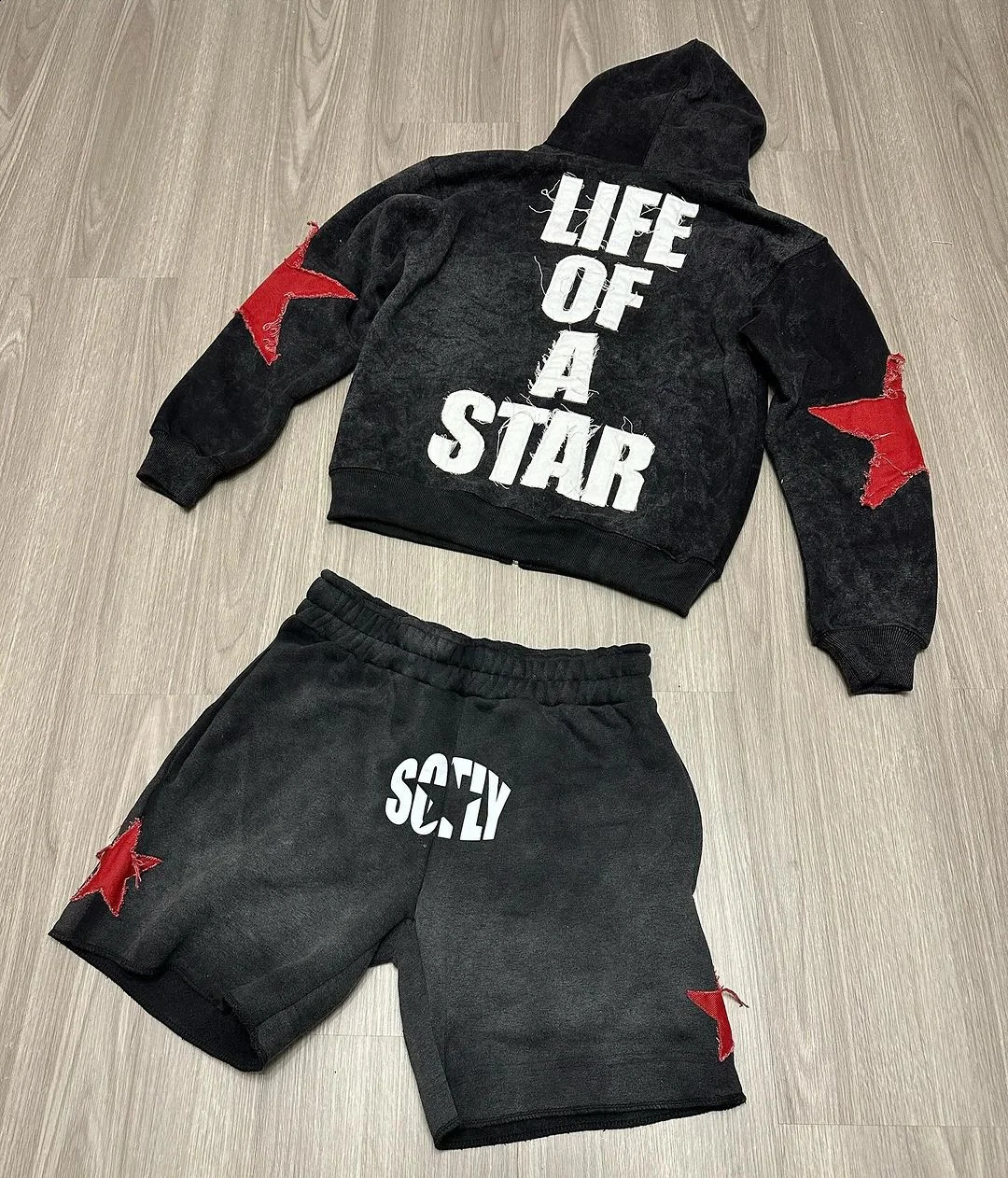 American college style casual sports suit mens round neck loose zipper pullover sweatshirt and sweatpants running two-piece set 250227