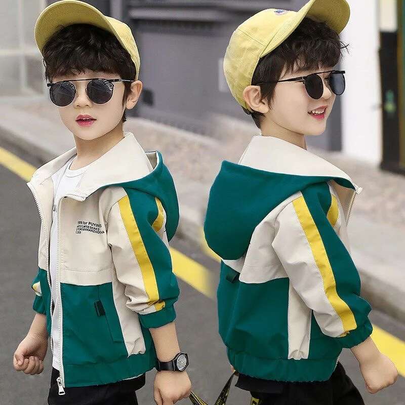 Ddmyshoesvip Boys Windbreaker Jackets Spring Autumn Big Kids Hooded Cardigan Coats Children Clothes Casual Sportwear Outerwear Years