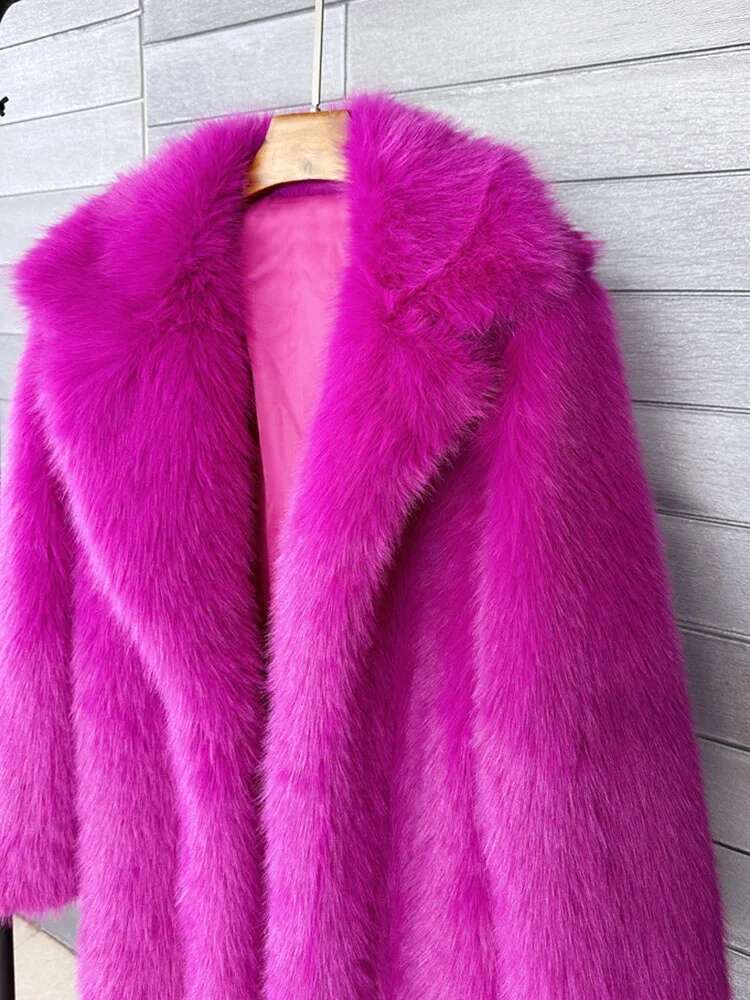 ZADORIN 130Cm Super Long Fluffy Coat Winter Lapel Thicken White Faux Fur Coats Jacket For Women Outerwears