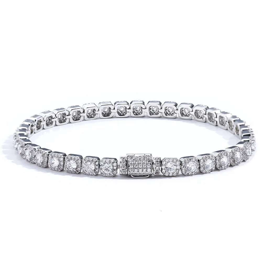 ESKEEM Fashion Jewelry 5mm Iced Tennis White Gold Round Cut Dia Inlaid 5A Zircon Women's Bracelet