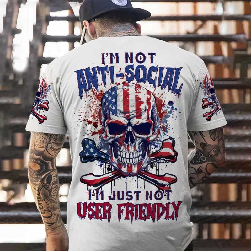 Men's T-Shirts Vintage T-shirts For Men Shirts Short Sleeve Tops Skull Graphic Clothing O Neck Oversized Streetwear 5xl Summer Mens Shirt Tees J2