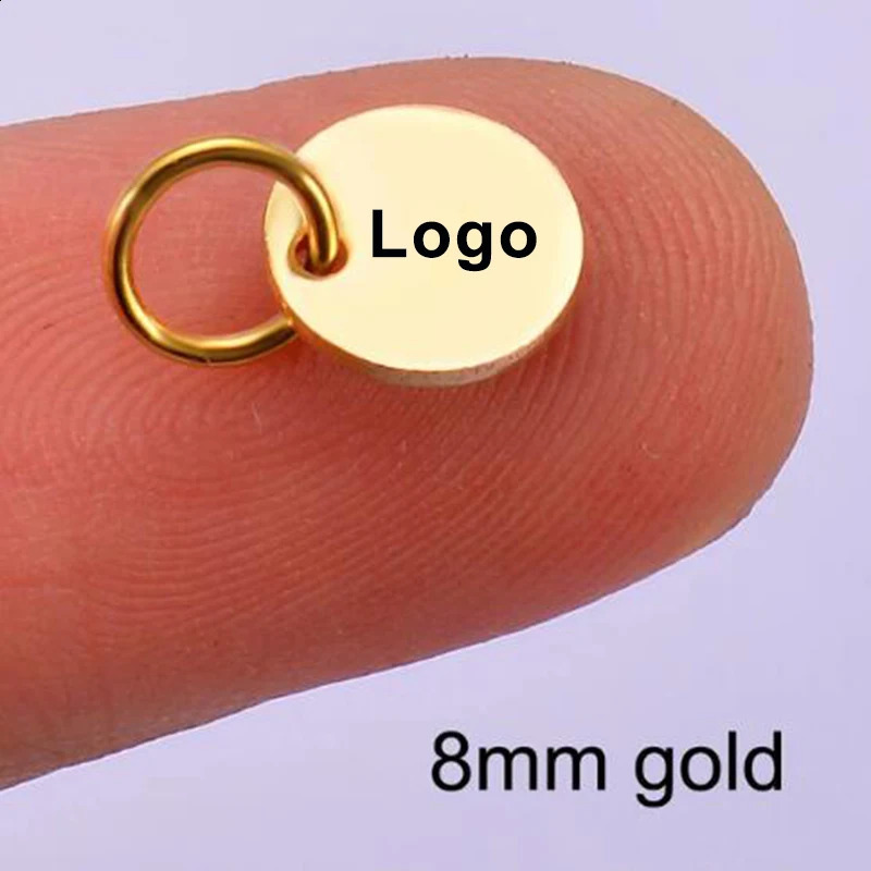50pcs Stainless Steel Personalized Small Tags Custom Disc s for Necklace DIY Findings Not Turn Off Color 250222