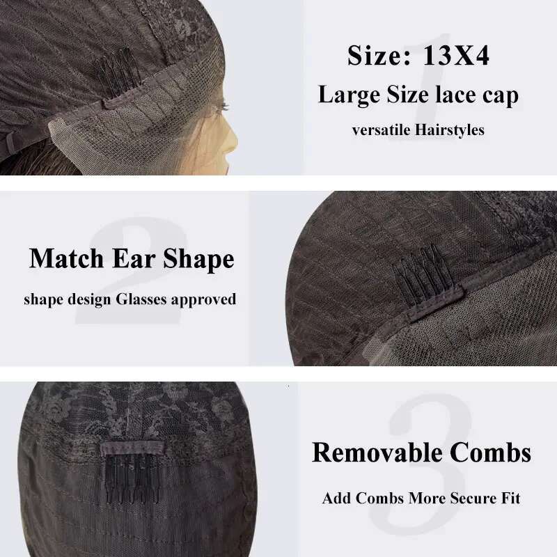 Ash Blonde Gradient Straight Short Bob Minimalist Glueless HD Lace Closure Human Hair Wig Side Parted For Party Cosplay