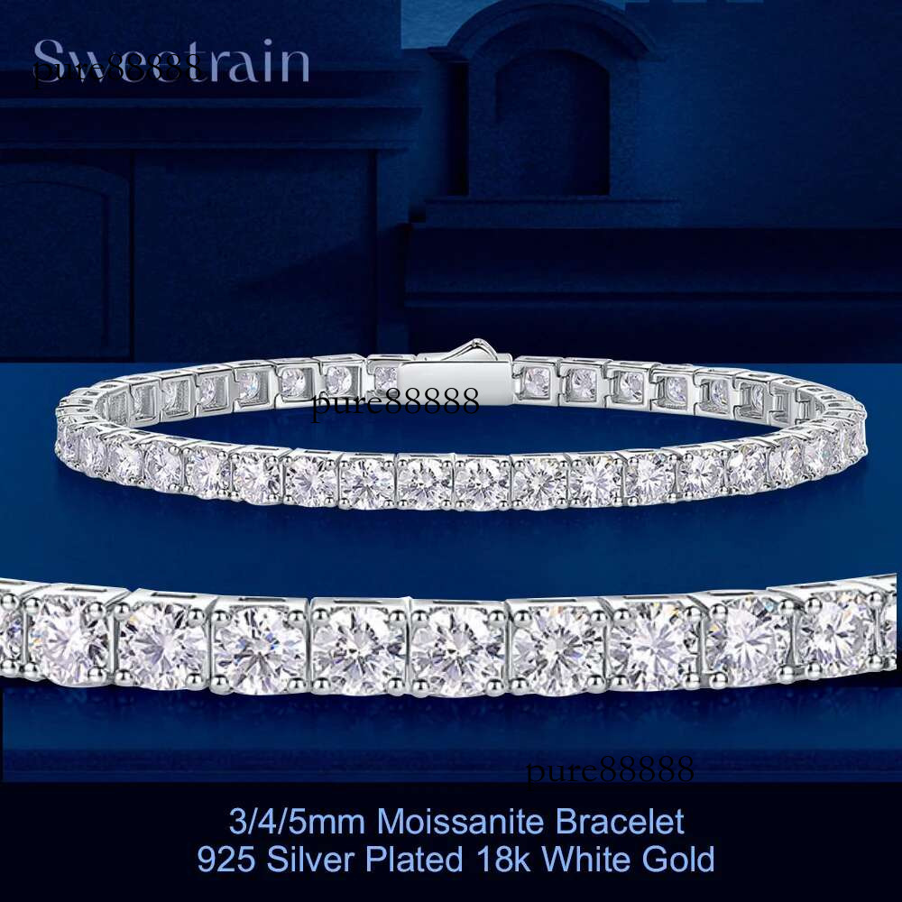 Dainty Full Moissanite Tennis Gold Plated Sterg Sier D Color Lab Created Dia Bracelet for Women Men