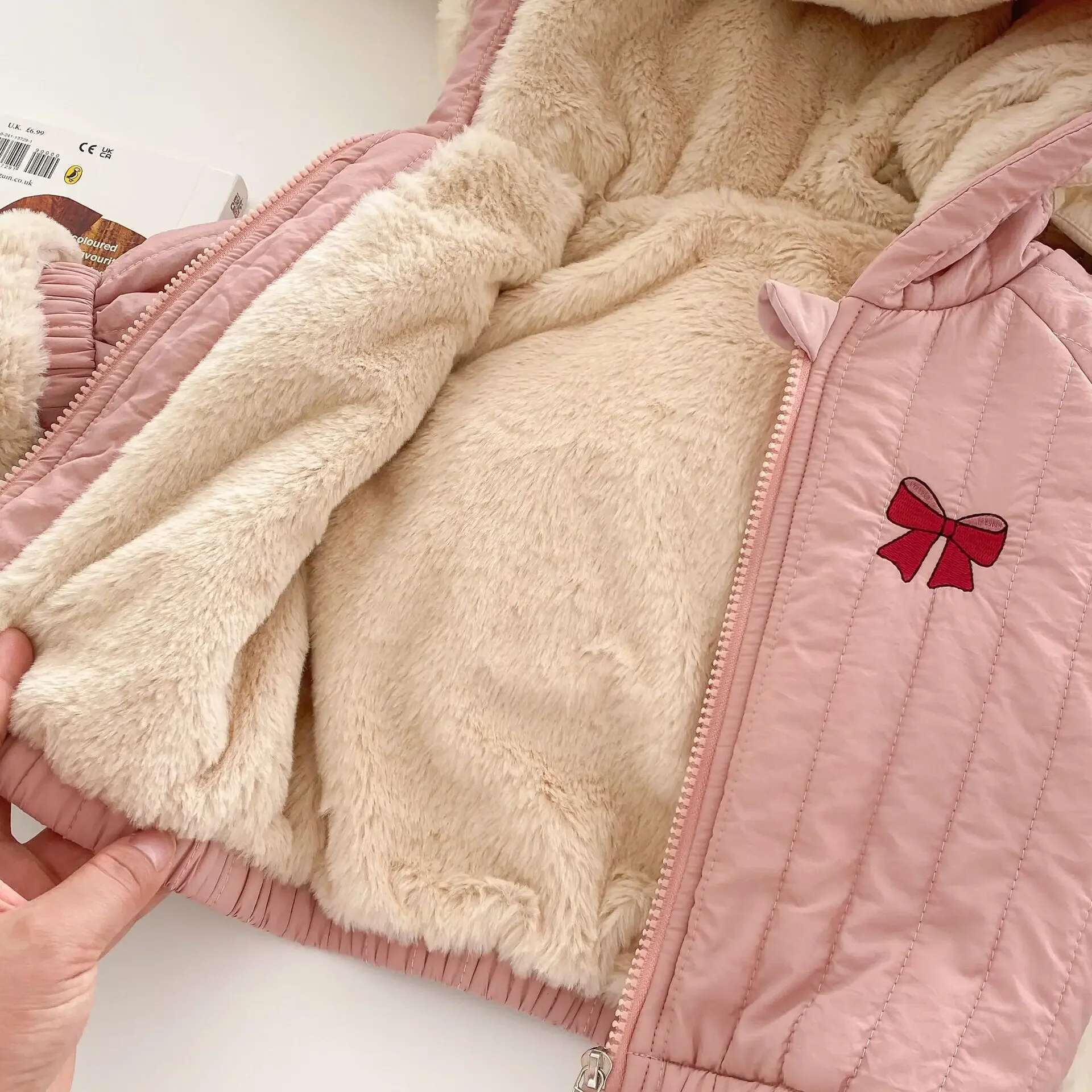 Ddmyshoesvip Winter New In Kids Baby Girls Boys Thicken Plush Warm Top Outwear Children Hooded Cartoon Zipper Jacket