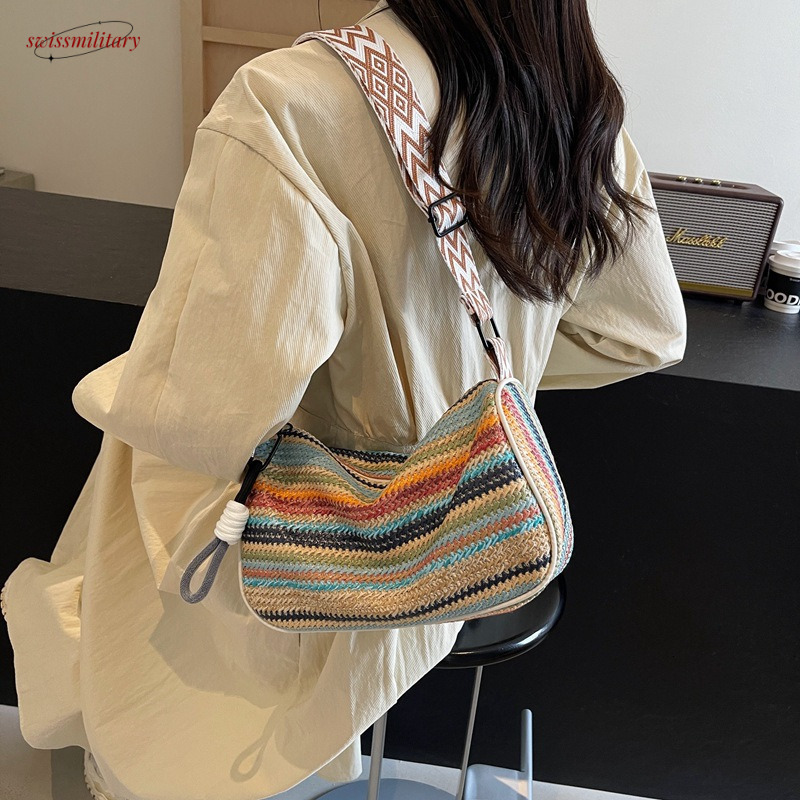 Handmade for women 2025 new trendy summer crossbody popular beach vacation shoulder grass woven bag #swissmilitary