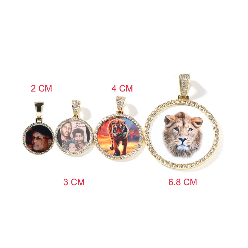 UWIN DIY Medallion Po Pendant Necklace Large Round Custom Picture Charms Necklace Iced Out CZ Fashion Jewelry for Memory Gift 250222