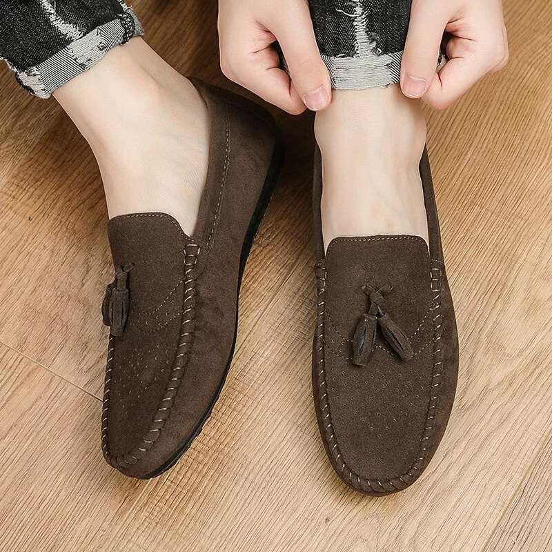 Fashion Suede Men Casual Brand Mens Loafers Breathable Comfort Slip-On Leather Driving Lazy Shoes Moccasins