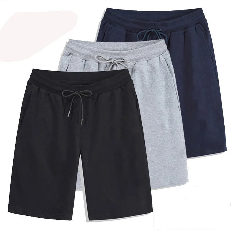 Summer Solid Mens Shorts Elastic Drawstring Joggers Loose Fitness Breathable Sports 5 piece Cotton Outfit Casual Pants 250225