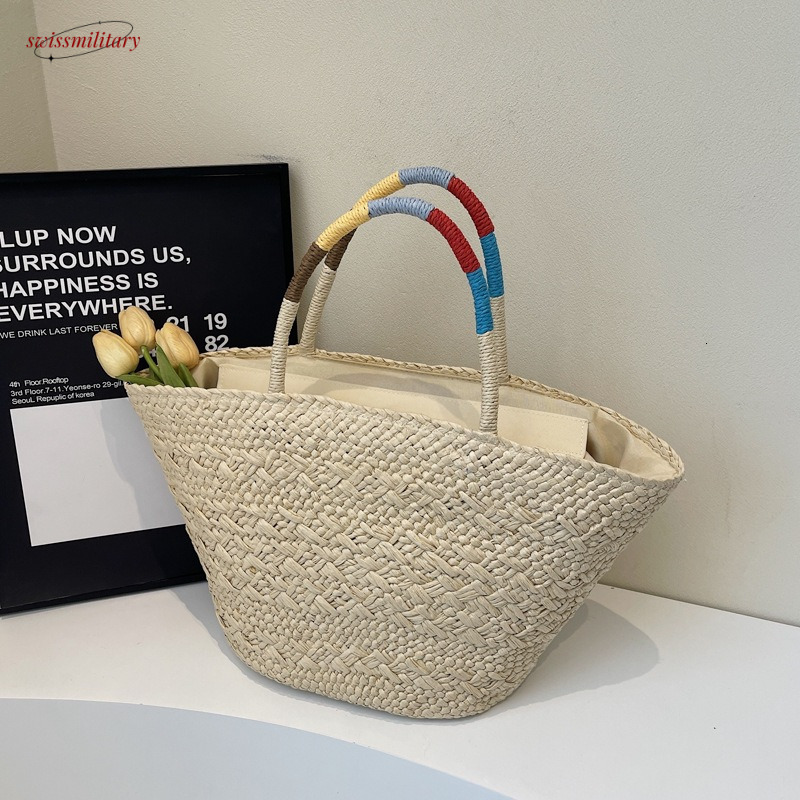 2025 large capacity new casual bag, single shoulder grass woven vacation beach, summer underarm trendy ins bag #swissmilitary