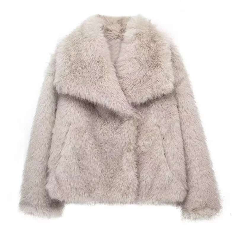 TRAF Winter Faux 2024 Woman New in coats Autumn Plush Fluffy Jacket Warm Red Gray Black White Fur Coat Outerwears