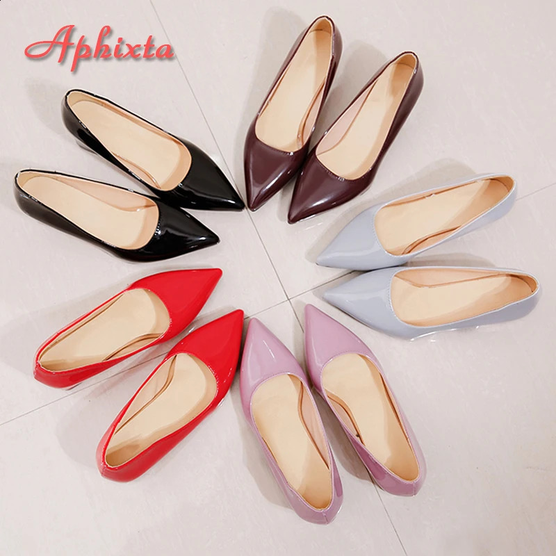 Aphixta 5cm Square Heels Patent Leather Red Pumps Shoes Woman Classics Pointed Toe Dress Official Pumps Party Plus Size 49 50 250228