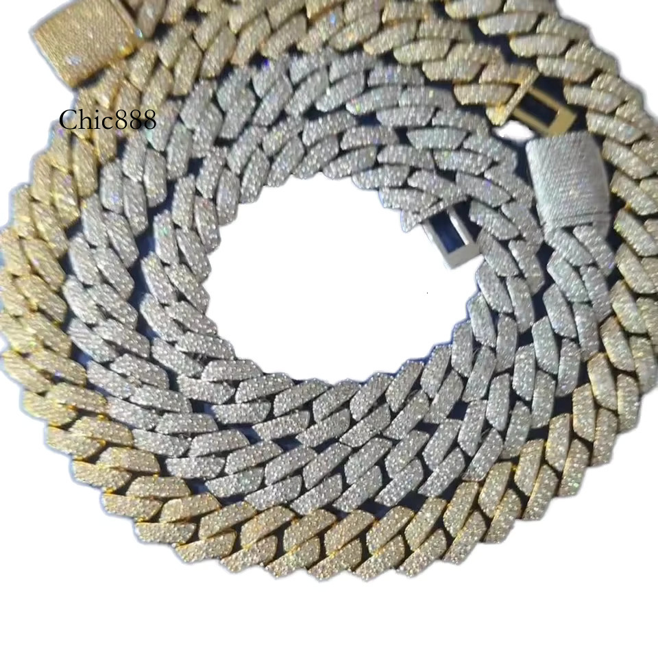 Hiphop S Sier Moissanite Dia Double Rig Cuban Bracelet and Necklace
