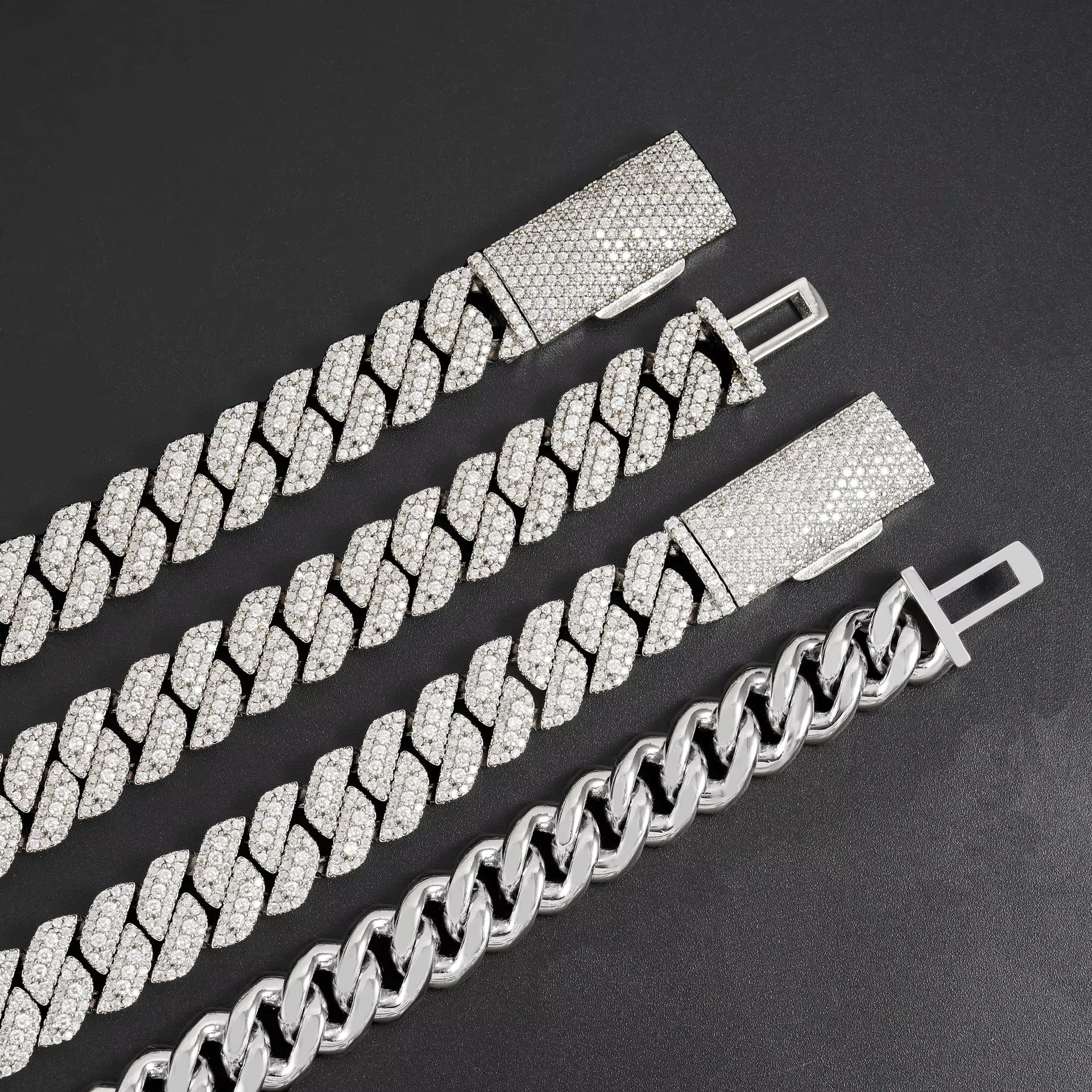 S Sier Moissanite Necklace Cuban Bracelet Personalized 13mm Hip Hop Style Collarbone Neck Hot Selg