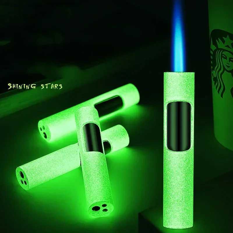 New Torch Luminous Lighter Jet Cigarette Cigar Accessories Pen Airbrush Butane Refill Metal Windproof LighterGadget gift for menT250301