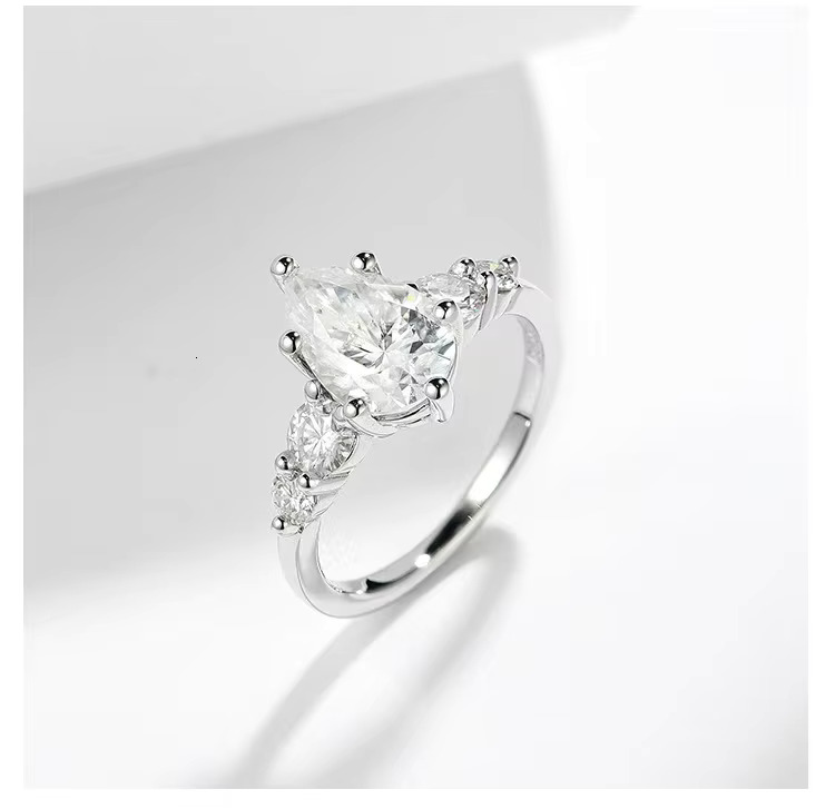 Sterg Sier Moissanite Pear Def Vvs Mossan Rings Marquise Cut Engagement Ring