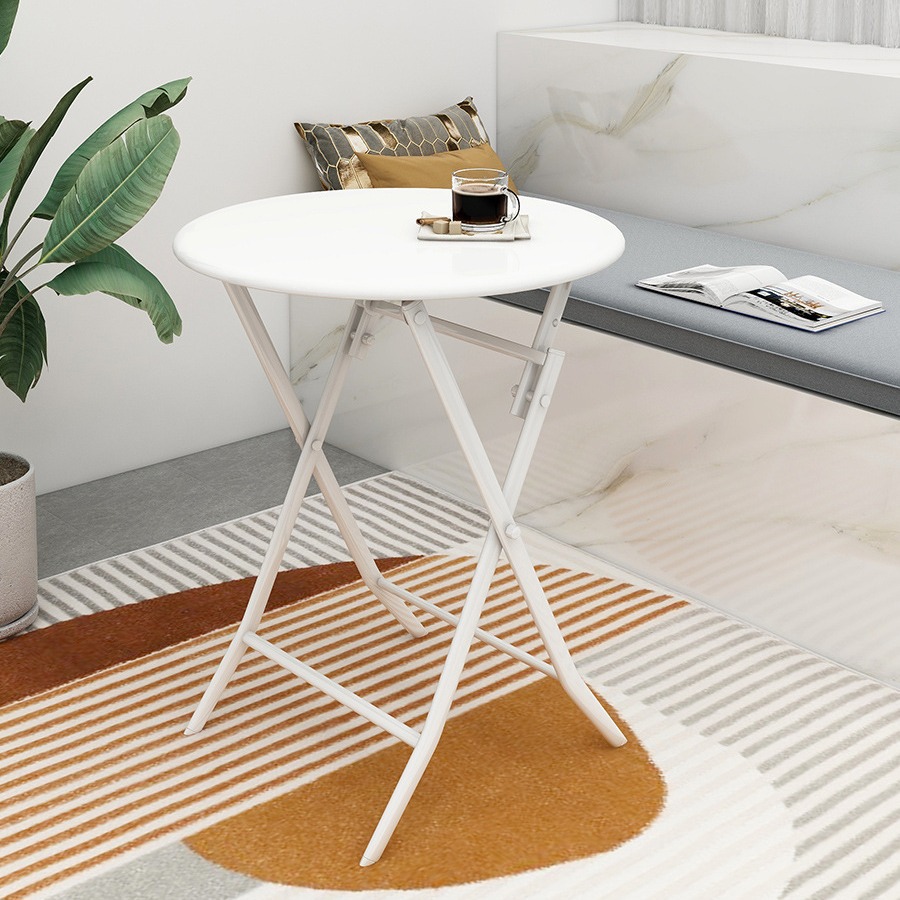 Foldable table small household dining table balcony simple small table foldable small round table small family iron dining table