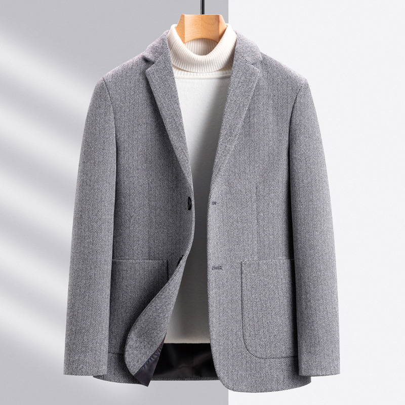 F2281Stylish Men's Wool Overcoat for Seasonal Transition - Spring/Autumn Collection