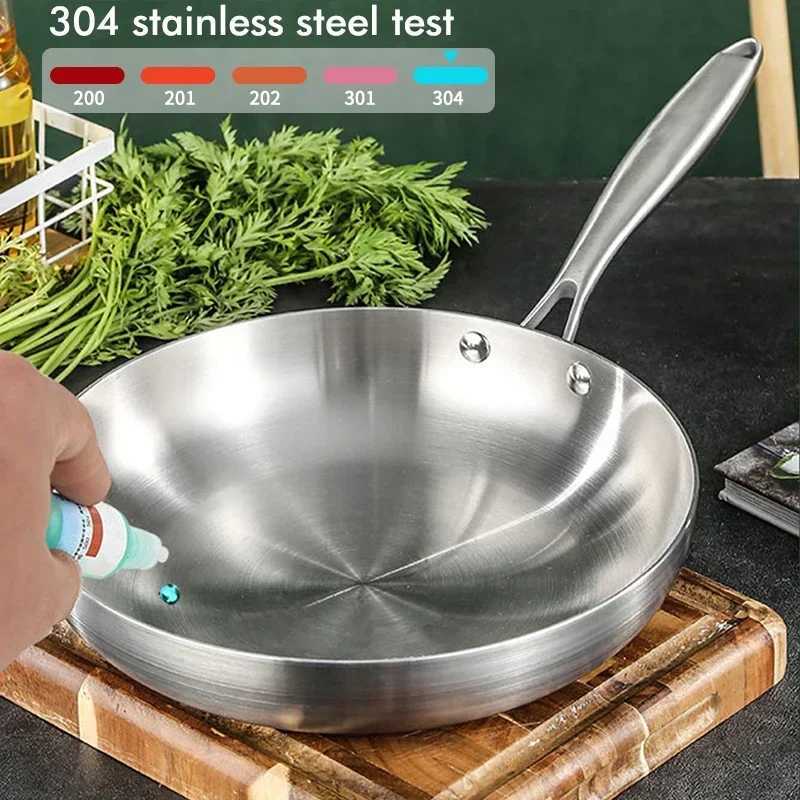 304 Stainless Steel Frying Pan NonStick Pan Fried Steak Pot Uncoated Kitchen Cookware For Gas Stove and Induction CookerC250301
