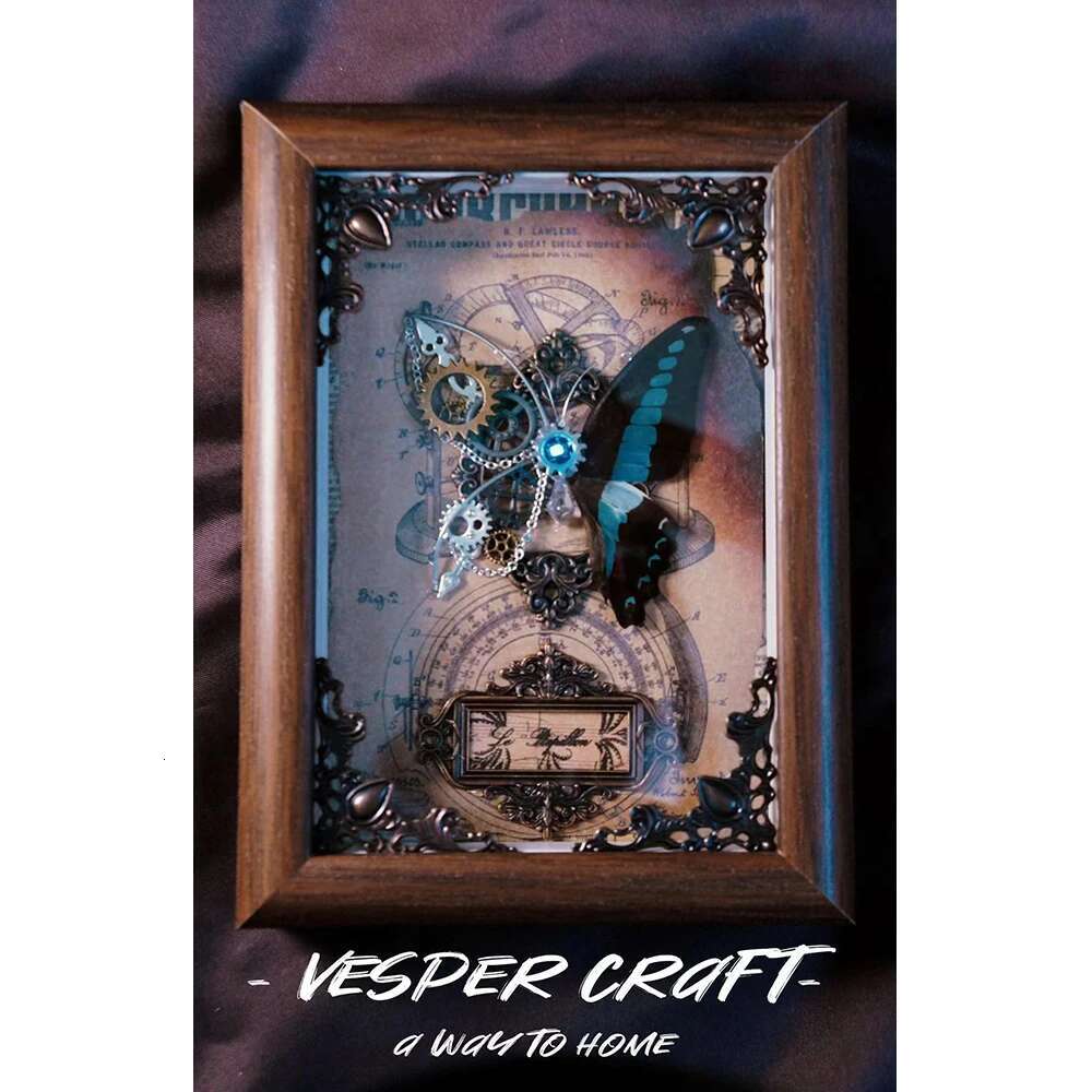 Original Nical Steampunk Retro Style Real Butterfly Specimens Ornaments Hanging Pictures Creative Gifts