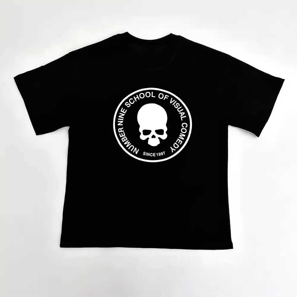 2024 Number Nine 04S Skull Print Y2K Printed Short Sleeve T-shirt Men and Women Dark European and American Top T High QualityT250307