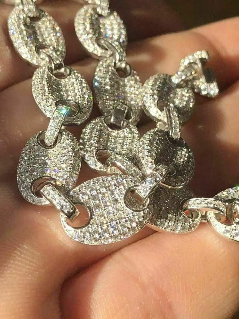 12MM Iced Out Dia k Men Hip Hop Cuban Sterg Sier Moissanite Bracelet for Gift