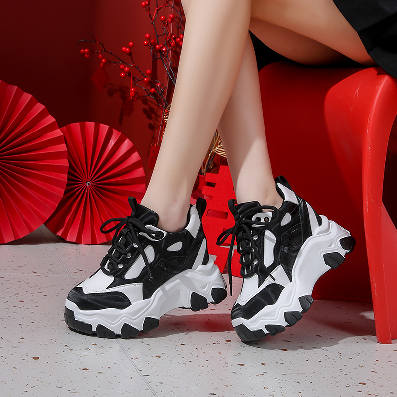7CM New Women High Top Sneakers Height Increasing Platform Casual Dad Shoes Spring Thick Sole Breathable Sport Shoes Woman Fashion Casual Shoes Platfo