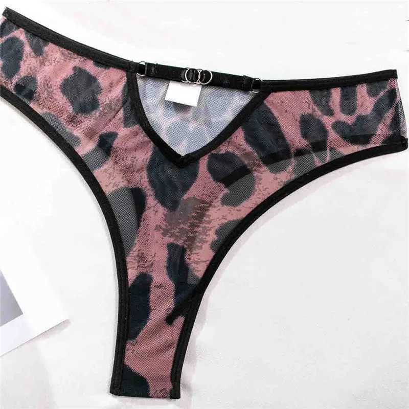 Hollow strapless bra set sexy womens leopard see through romantic lingerie set mesh lingerie fancy exotic intimate suitXJ250301