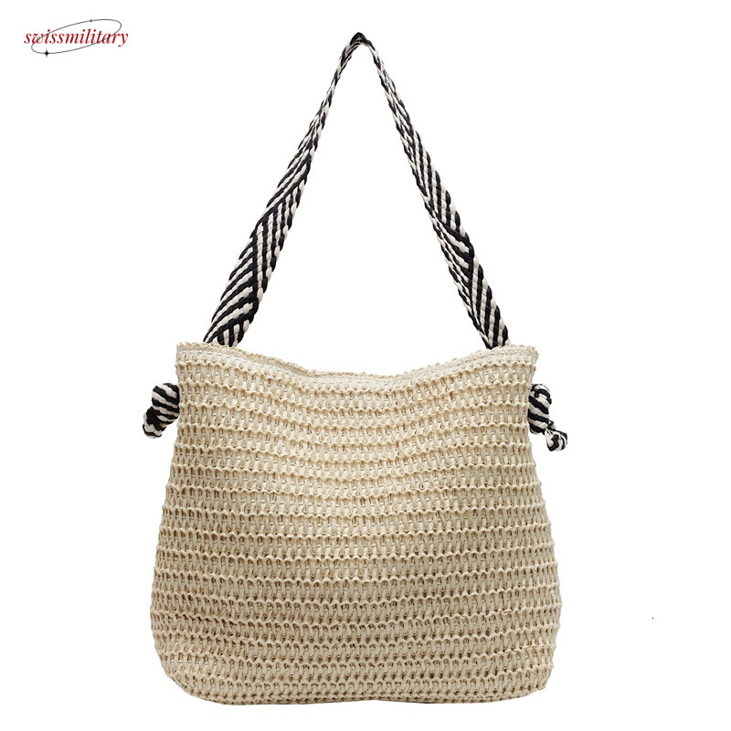 Large capacity woven women's beach vacation shoulder bag, 2025 new summer fashionable commuting tote bag #swissmilitary