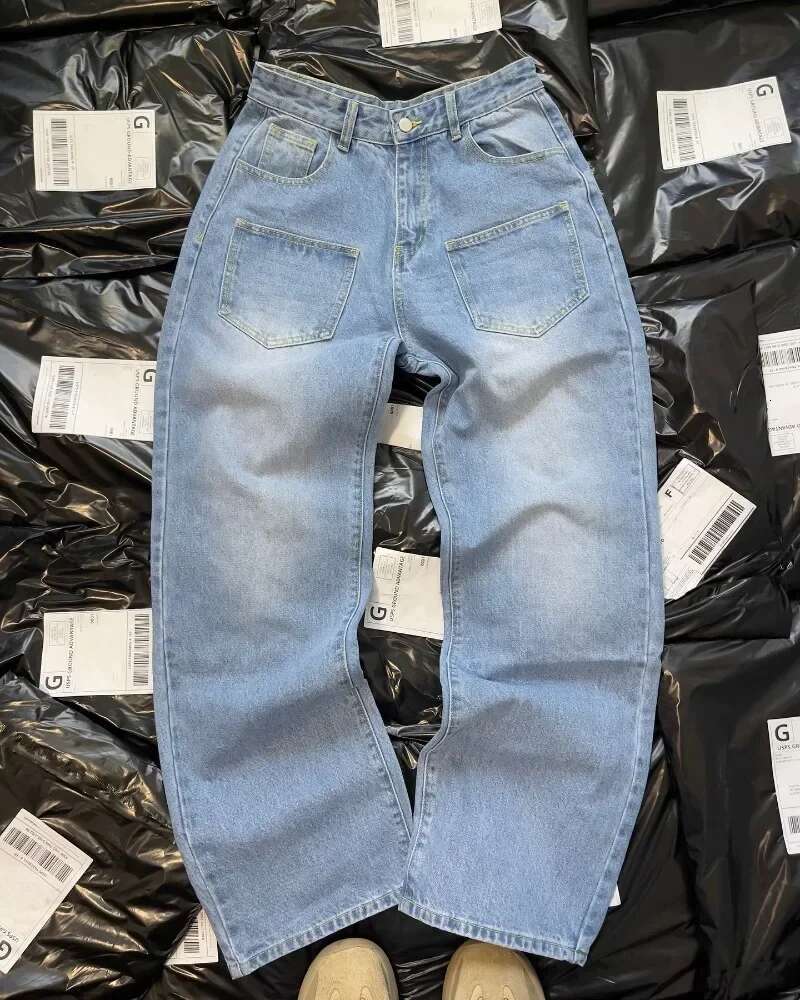 Y2k Haruku Retro Jeans Artistic Cherry Blossom Embroidery Pattern Denim Men Women High Street Loose Straight Leg Pants