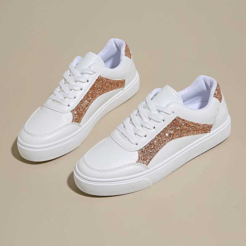 Womens casual sports shoes with sequin decoration for autumn 2025 new market outdoor lace casual vulcanized shoesXJ250301