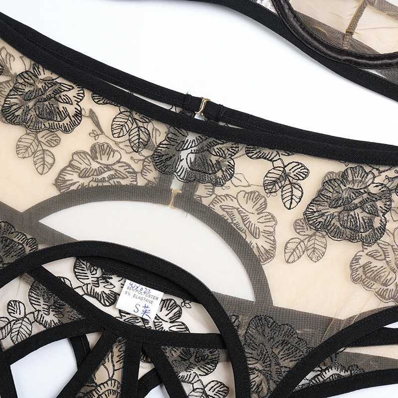 Miflame-Fashion lace embroidery lace stitching cross sexy lingerie setXJ250301
