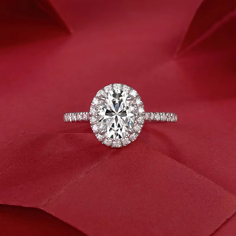 Customized 1CT S925 Sterling Silver Mossanite Jewelry Ring for Women Fixed Size Plated 18K Platinum Wedding Ring Luxury Jewelry