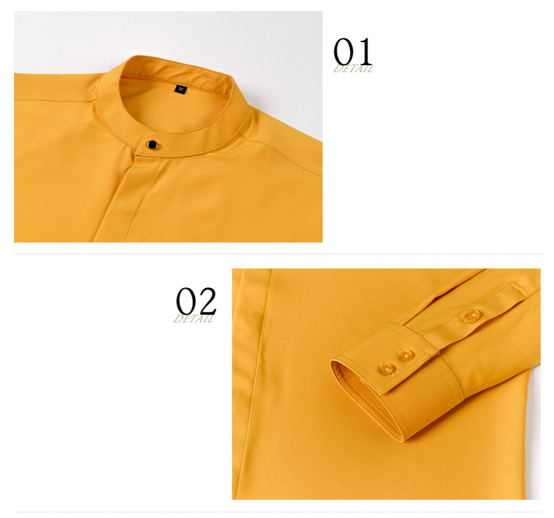 Men's Shirts Business shirt Anti stand-up collar hidden button wrinkle non ironing woven solid color cotton style men's shirt all season fou
